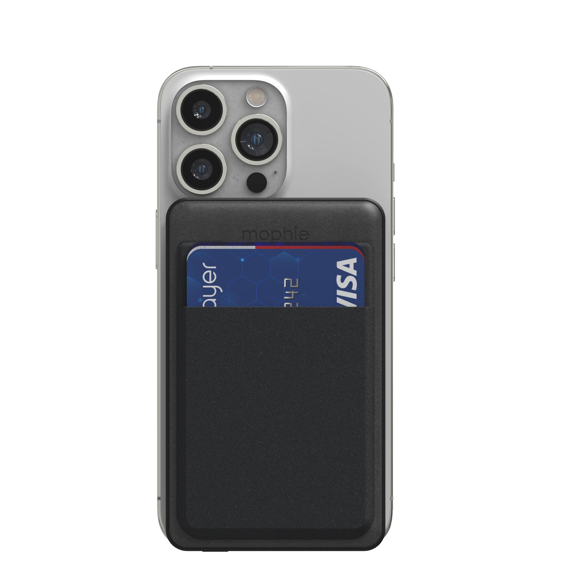 mophie - Snap+ Juice Pack Mini Wallet 5,000 mAh Portable Charger & Card Holder with MagSafe Compatibility - Black