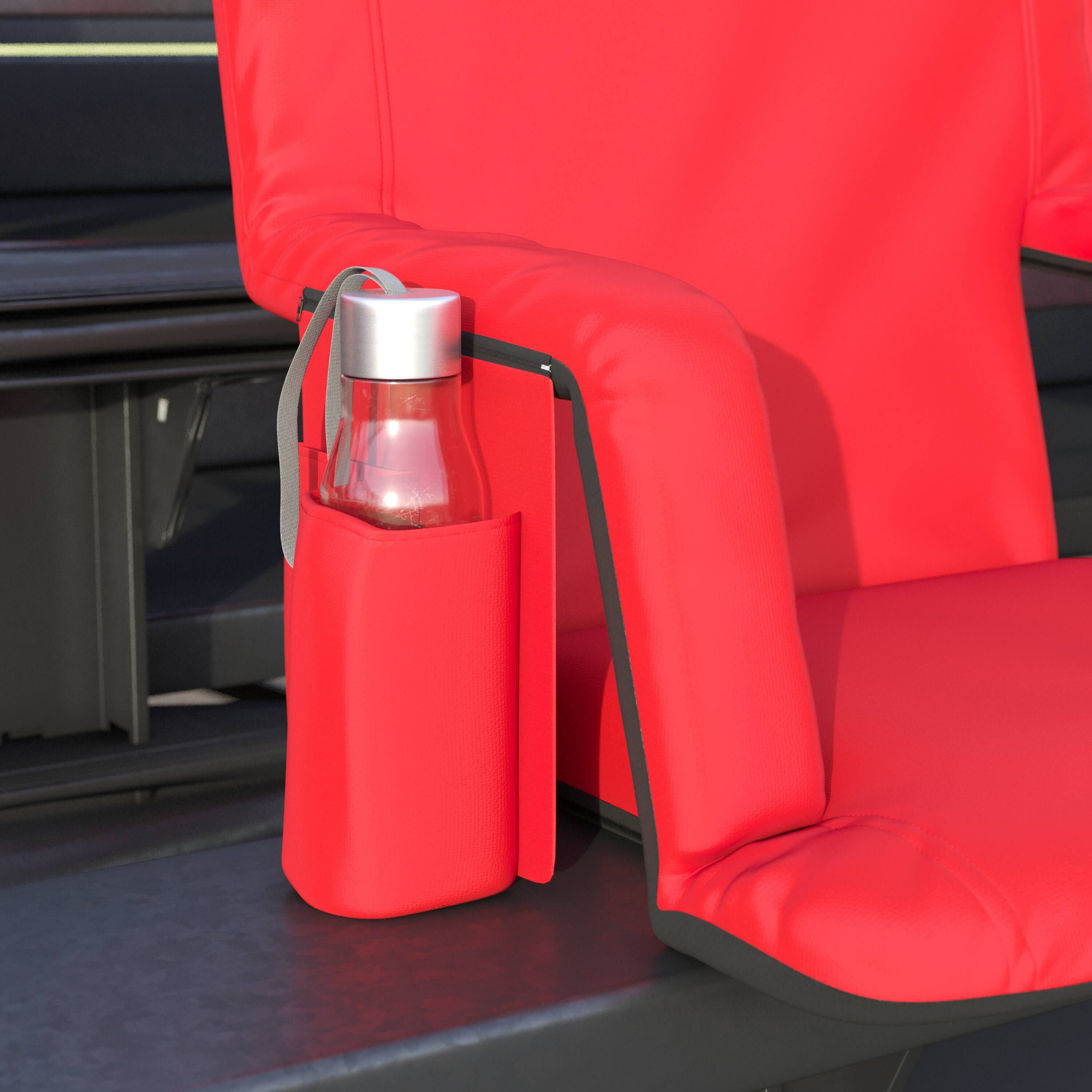 Alt View 4. Emma + Oliver - Folding Metal Stadium Chair with Padded, Reclining Back and Armrests - Red.