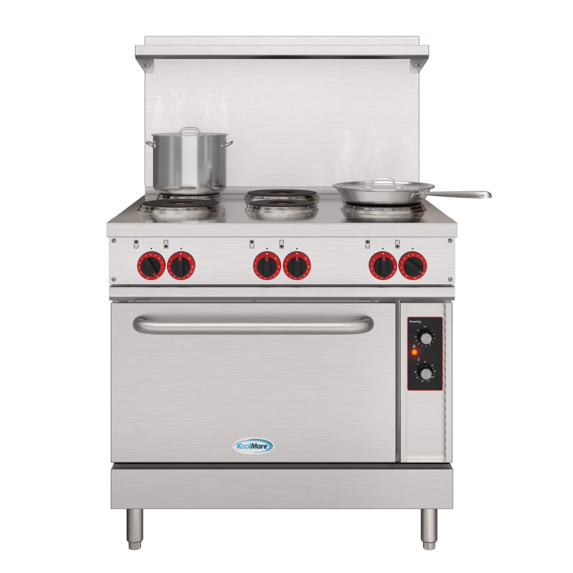 Koolmore - 36 In. Commercial Electric Range with 6 Burners and 1 Standard Electric Oven in Stainless Steel - 208V 3 Phase - Stainless-Steel