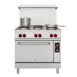 Koolmore - 36 In. Commercial Electric Range with 6 Burners and 1 Standard Electric Oven - 208V 3 Phase - Stainless Steel