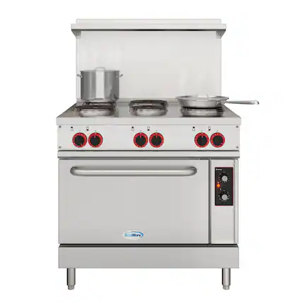Front. Koolmore - 36 In. Commercial Electric Range with 6 Burners and 1 Standard Electric Oven in Stainless Steel - 208V 3 Phase - Stainless-Steel.