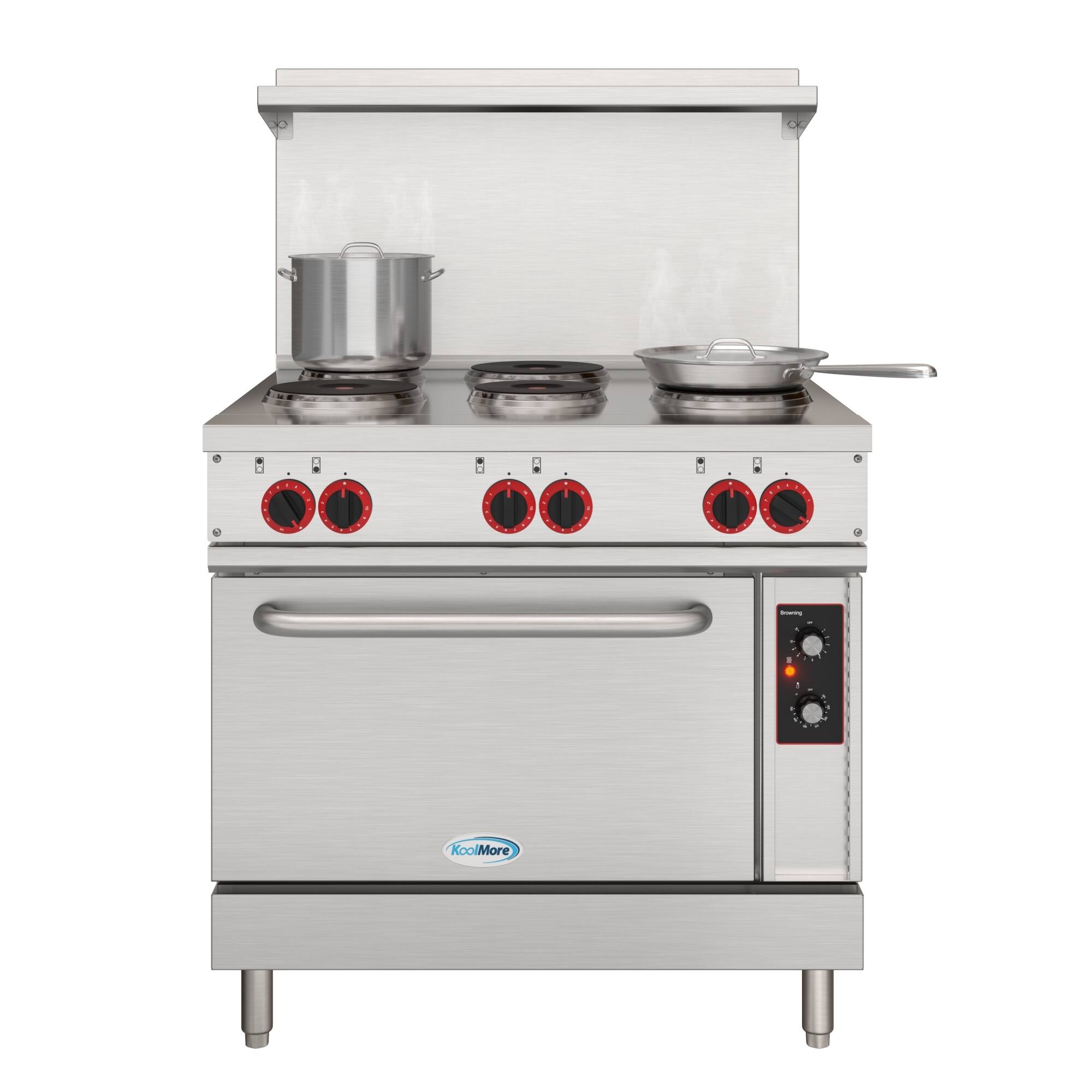 Front. Koolmore - 36 In. Commercial Electric Range with 6 Burners and 1 Standard Electric Oven in Stainless Steel - 208V 3 Phase - Stainless-Steel.