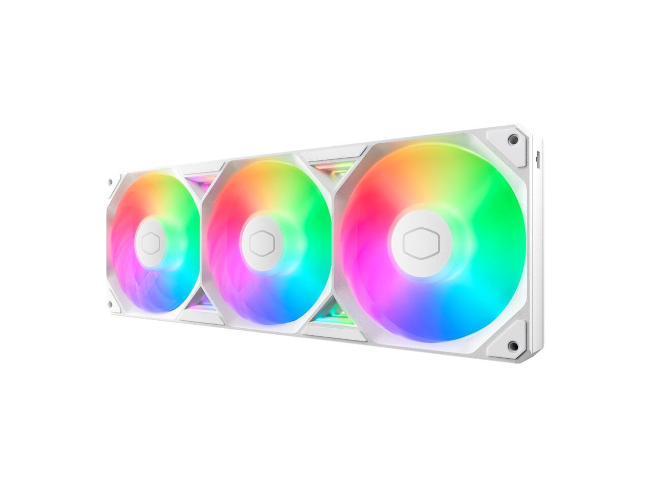 Angle. Cooler Master - Cooler Master White aRGB Case|360mm Liquid Cooler, PWM, Radiant Lighting - White.