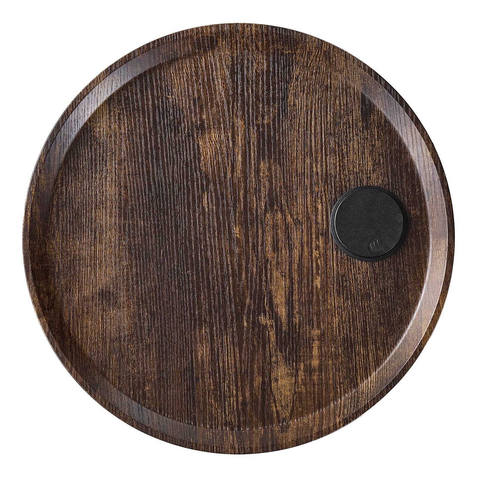 Alt View 5. VEVOR - End Table, 2-Tier Round Side Table with Open Storage Shelves, Modern Nightstand Bedside Desk with USB & AC Charging Port - Black + Brown.