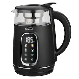 Brentwood - 1100-Watt 1.7-L Cordless Digital Glass Electric Kettle with Tea Infuser - Black