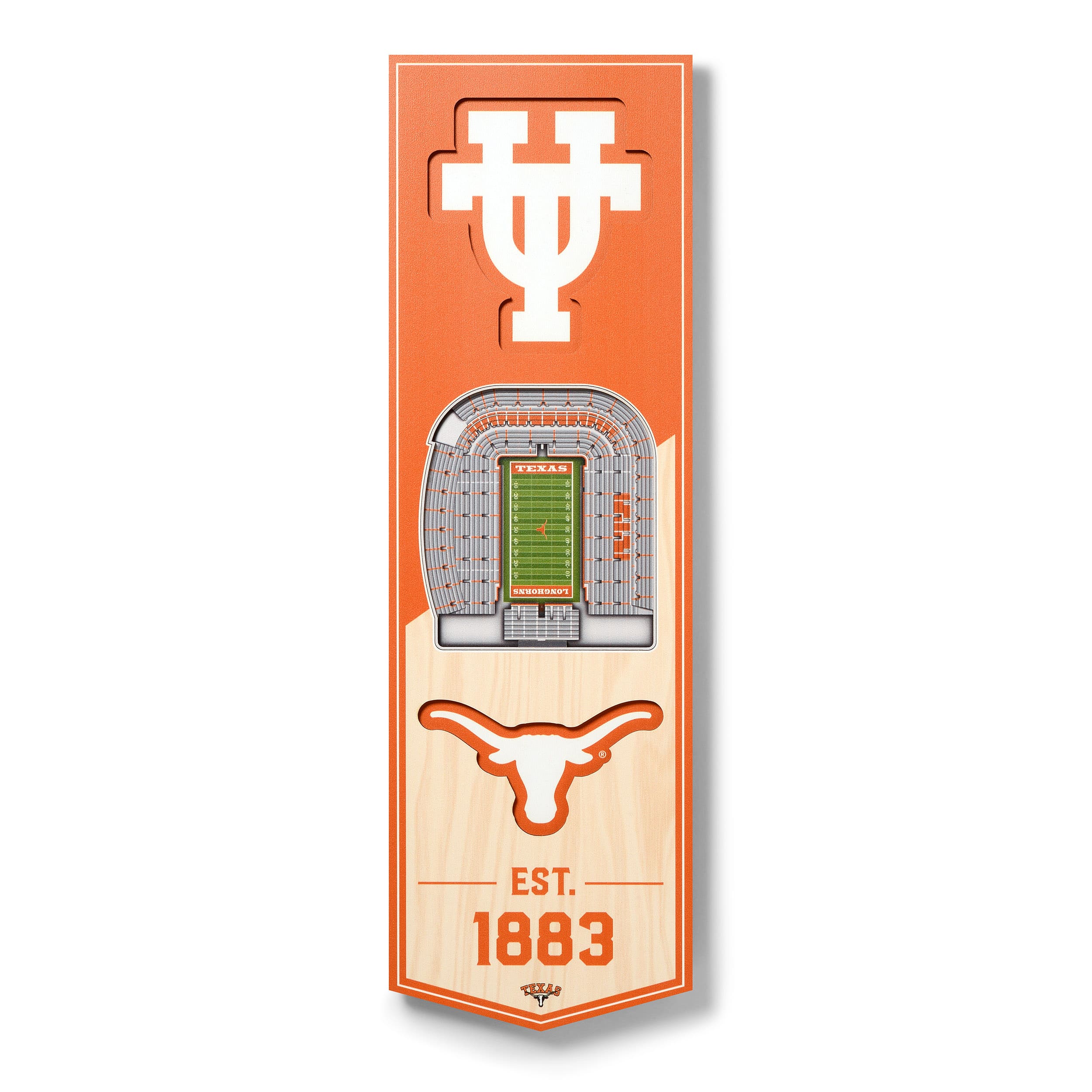 YouTheFan - Texas Longhorns 6'' x 19'' 3D StadiumView Banner - Multicolor price history on PriceWatchPro
