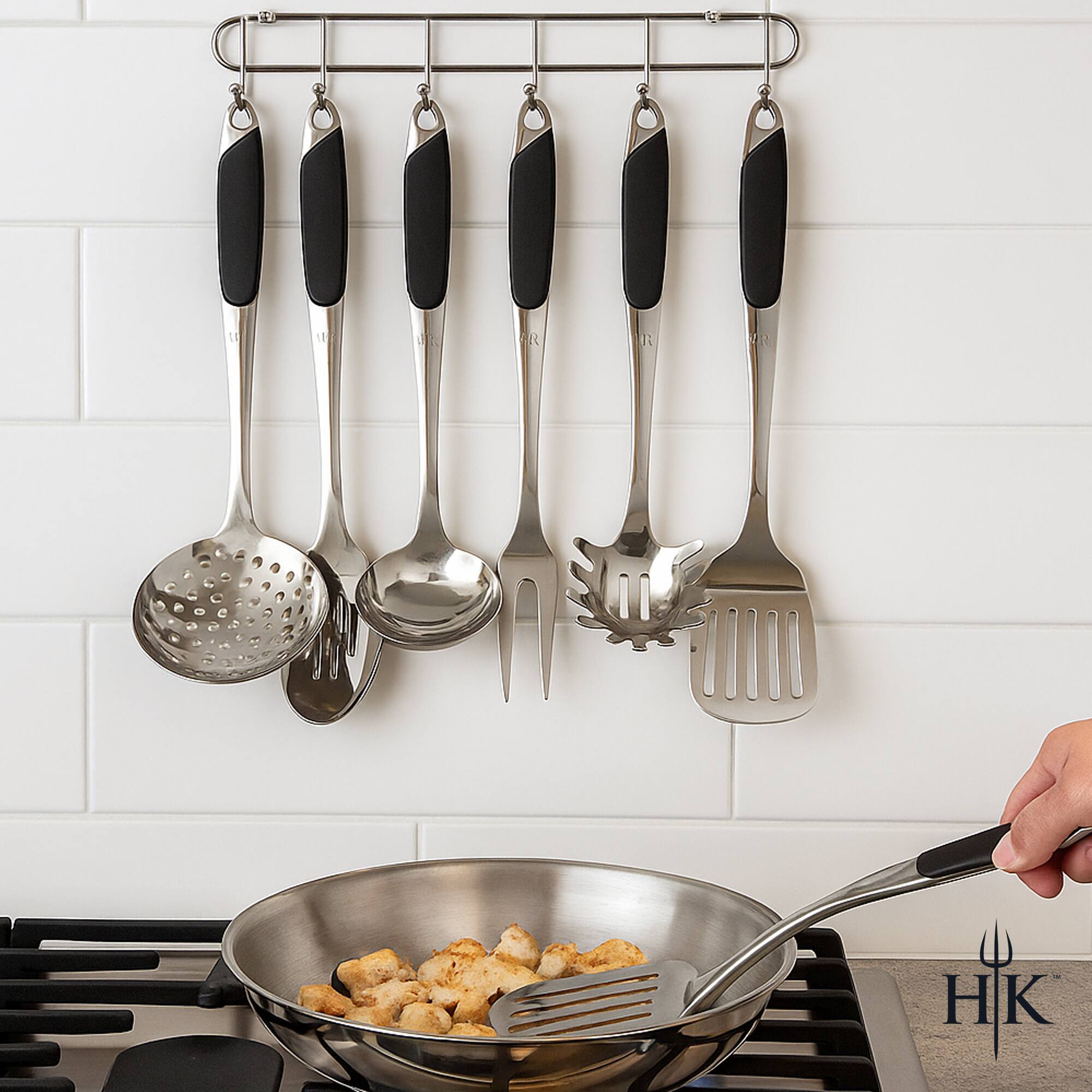 Alt View 2. Hell's Kitchen - Hell's Kitchen 6-Piece Stainless Kitchen Utensil Set - Black - Black.