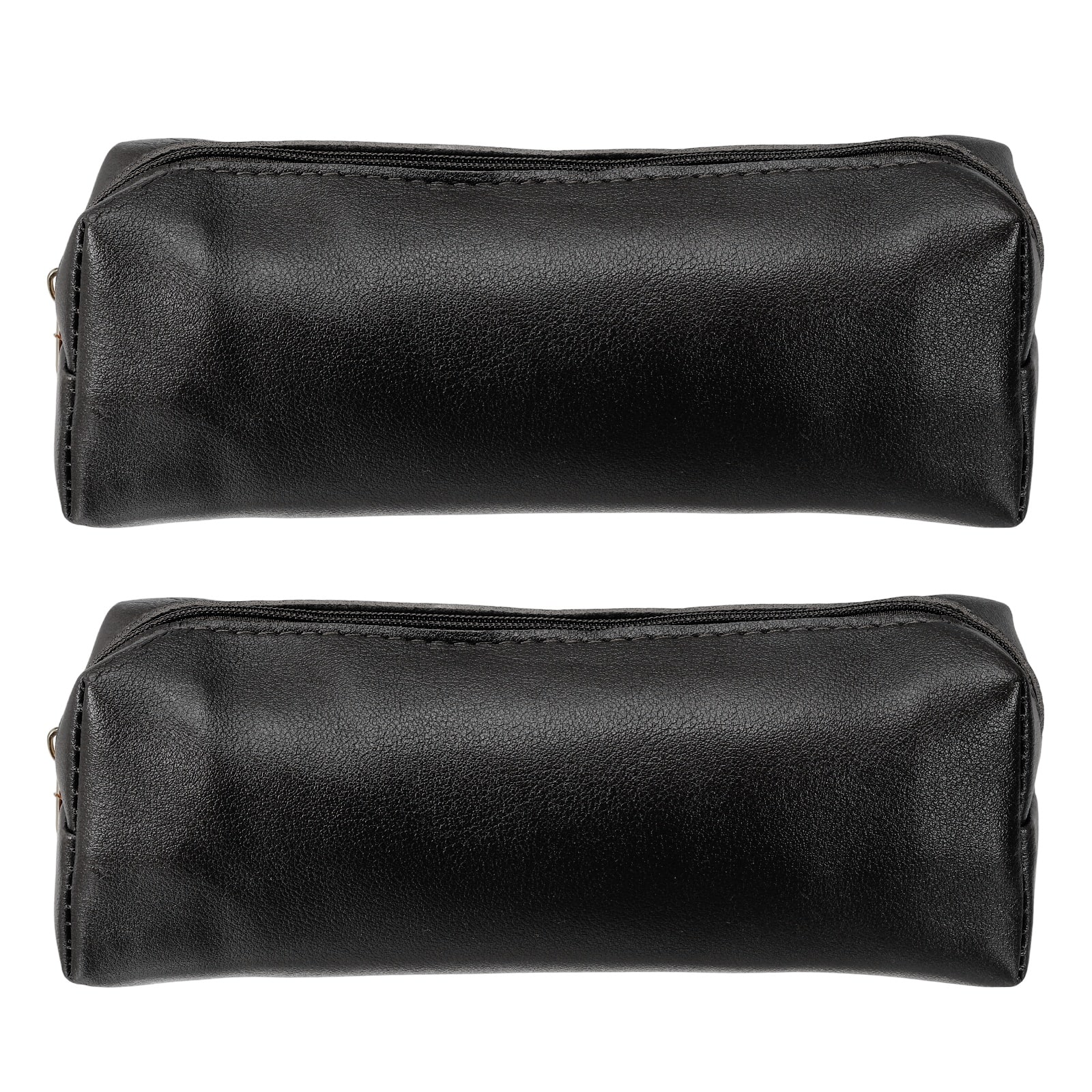 Unique Bargains - 2pcs Leather Pen Pouch, Small Zippered Pencil Case, Stationery & Makeup Organizer for Adults - Black price history on PriceWatchPro