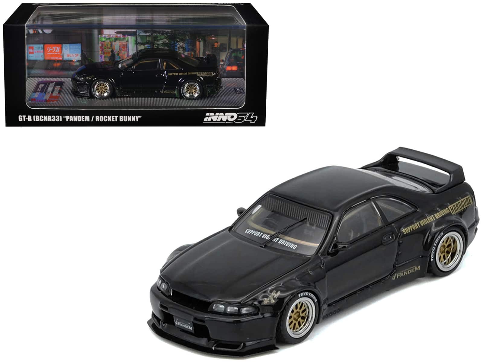 "Nissan Skyline GT-R (BCNR33) RHD (Right Hand Drive) ""Pandem - Rocket Bunny"" Black 1/64 Diecast Model Car by Inno Models" price history on PriceWatchPro