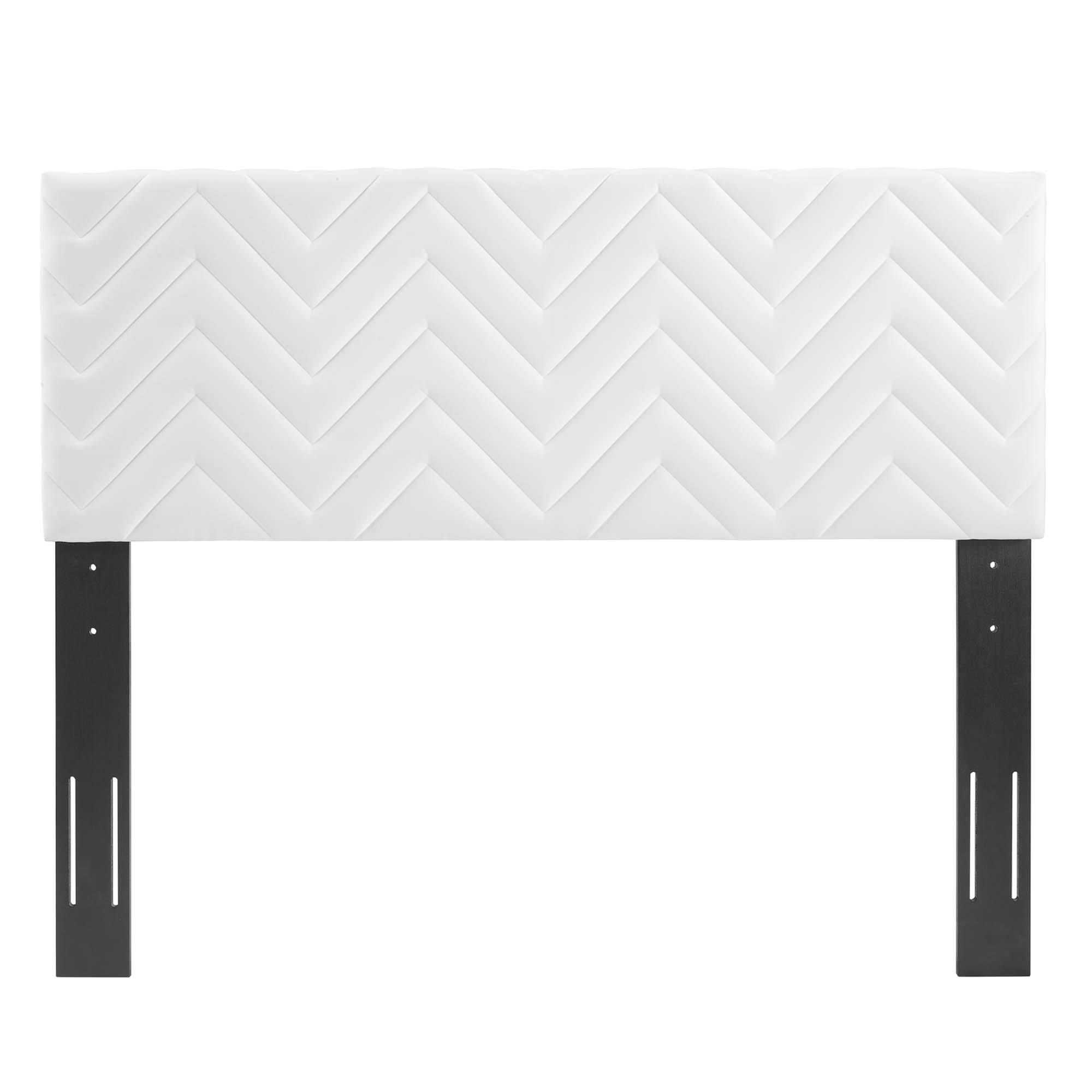 Back. Modway - Mercy Chevron Tufted Performance Velvet Twin Headboard by Modway - White.