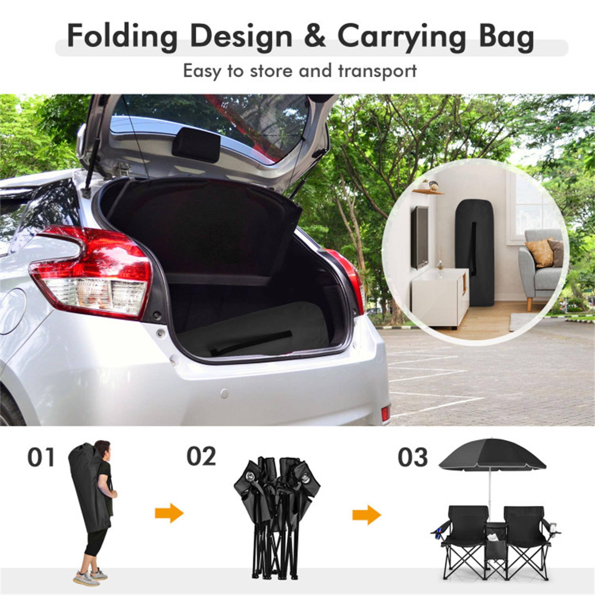 Folding Design & Carrying Bag  
Easy to store and transport  

01  
02  
03