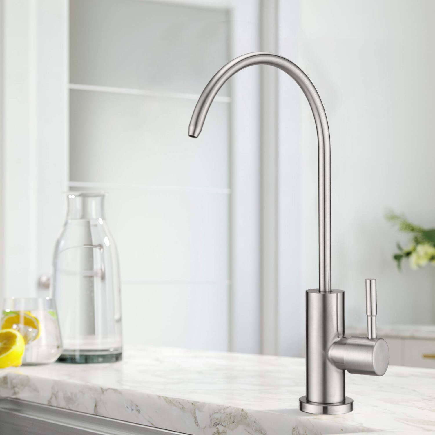 Left. APRILSOUL - Kitchen Water Filter Faucet Drinking Water Faucet - Brushed Nickel.