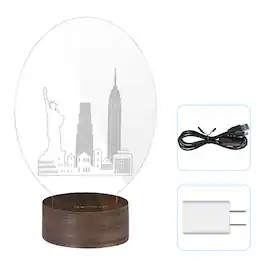 Oumilen - Acrylic Night Light with Wood Base, USB Charging & Switch