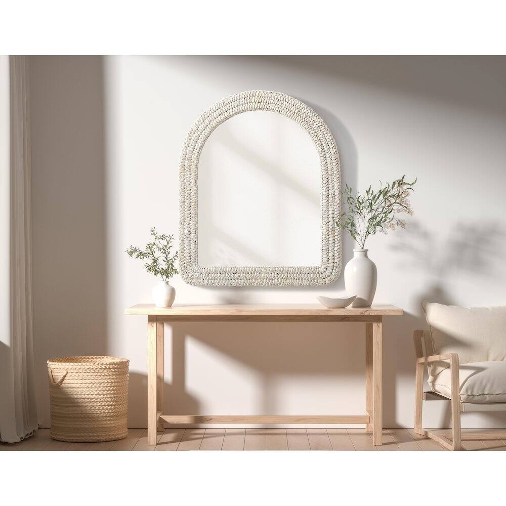Alt View 3. Elegant Decor - Arch Cornhusk Mirror 30x36 in Linen White - Linen White.