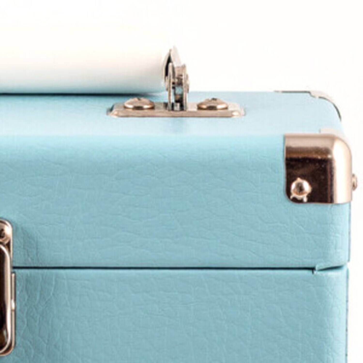 Alt View 4. PopMarket - GPO Retro SWB18BLU 12" Vinyl Record Case 35 Count Capacity with Removable Lid - Blue   - VINYL ACCESSORIES - Blue.