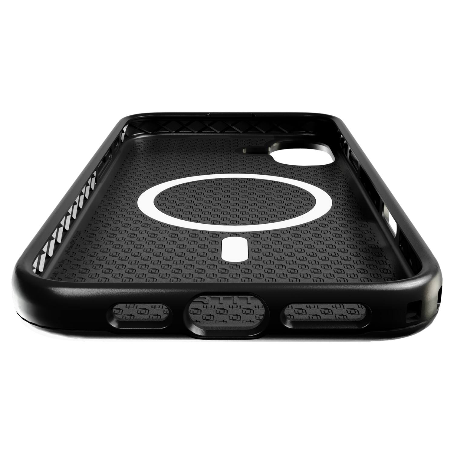 Angle. Cellhelmet - Fortitude Series Case for iPhone 16 Plus - Onyx Black.