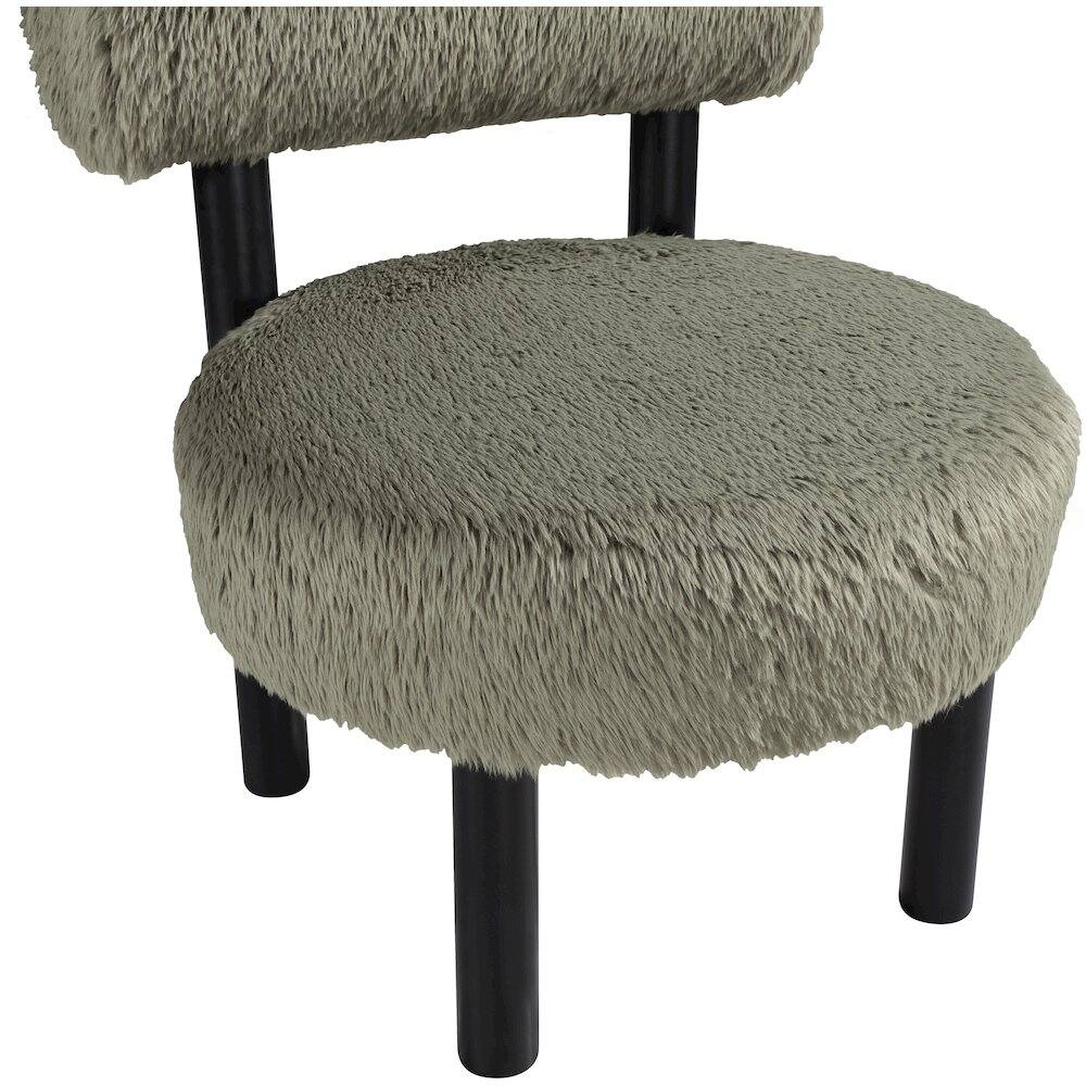 Alt View 4. Meridian Furniture - Ambre Green Vegan Shearling Fabric Upholstered Accent Chair - Black.