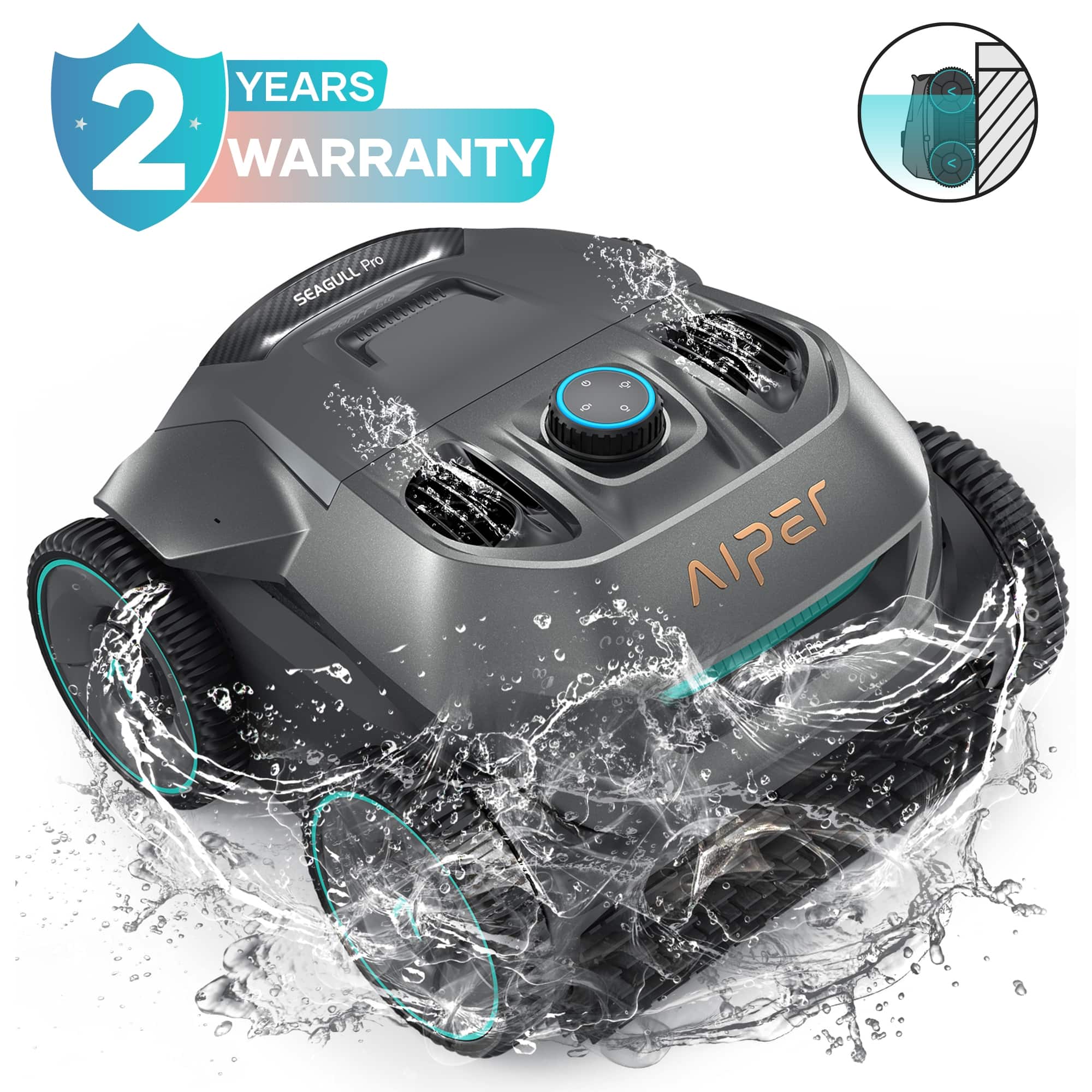 Aiper - SG Pro - Cordless Robotic Pool Cleaner for In-ground Pools up to 1600sq.ft, Automatic Pool Vacuum - Gray