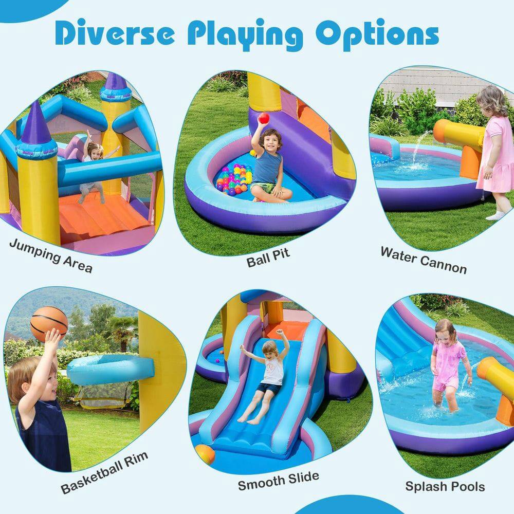 Diverse Playing Options

- Jumping Area
- Ball Pit
- Water Cannon
- Basketball Rim
- Smooth Slide
- Splash Pools