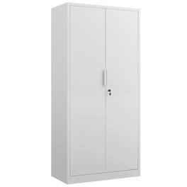 GOODSILO - Large 2-Door File Storage Cabinet with Lock and Adjustable Shelves for Office Organization and Document Management - White