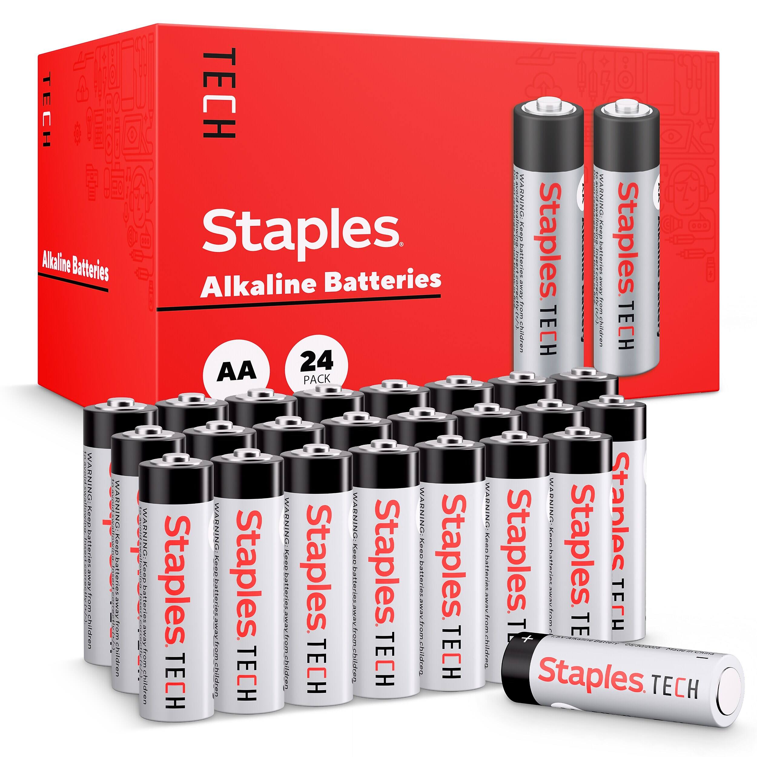 Alkaline Batteries  
WARNING: Keep batteries away from children.  
TECH Staples Alkaline Batteries AA 24 PACK  
WARNING: Keep batteries away from children.  
Staples TECH  
WARNING: Keep batteries away from children.