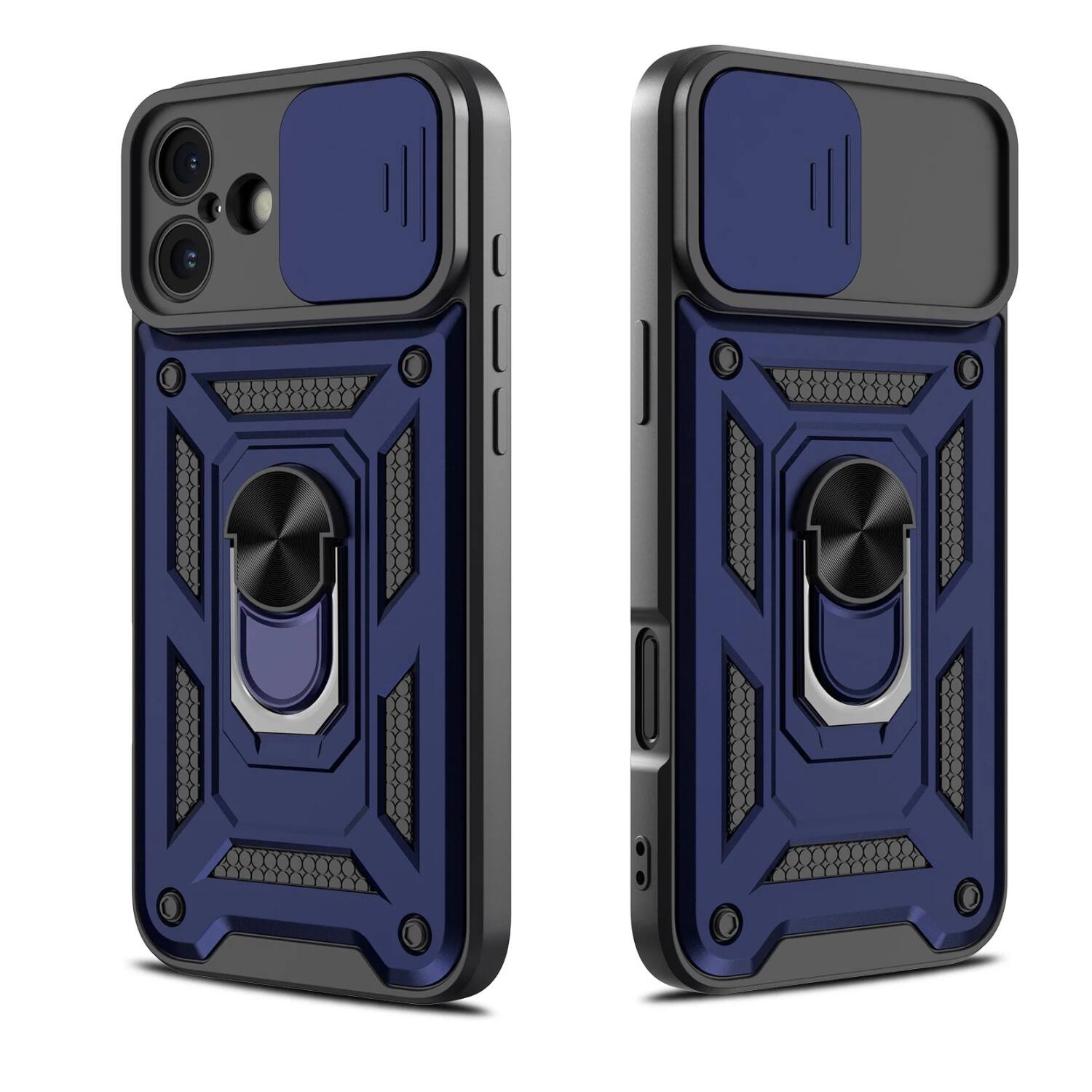 Left. Stock Preferred - Heavy-Duty Shockproof Case for iPhone 17 Pro Blue - Blue.