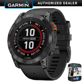 Garmin - fenix 7X Pro Solar, Glass, Slate Gray Steel, Black + 2 Year Warranty Pack - Slate Gray - (2023)
