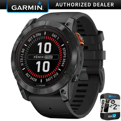 AUTHORIZED DEALER
GARMIN
FÉNIX PRO
SET 5:39p
SAT 1
10
10
STEPS 8544
ALT 3428
BATT 37%
LIGHT 5:39p
H73/L60
CPS
2 YR