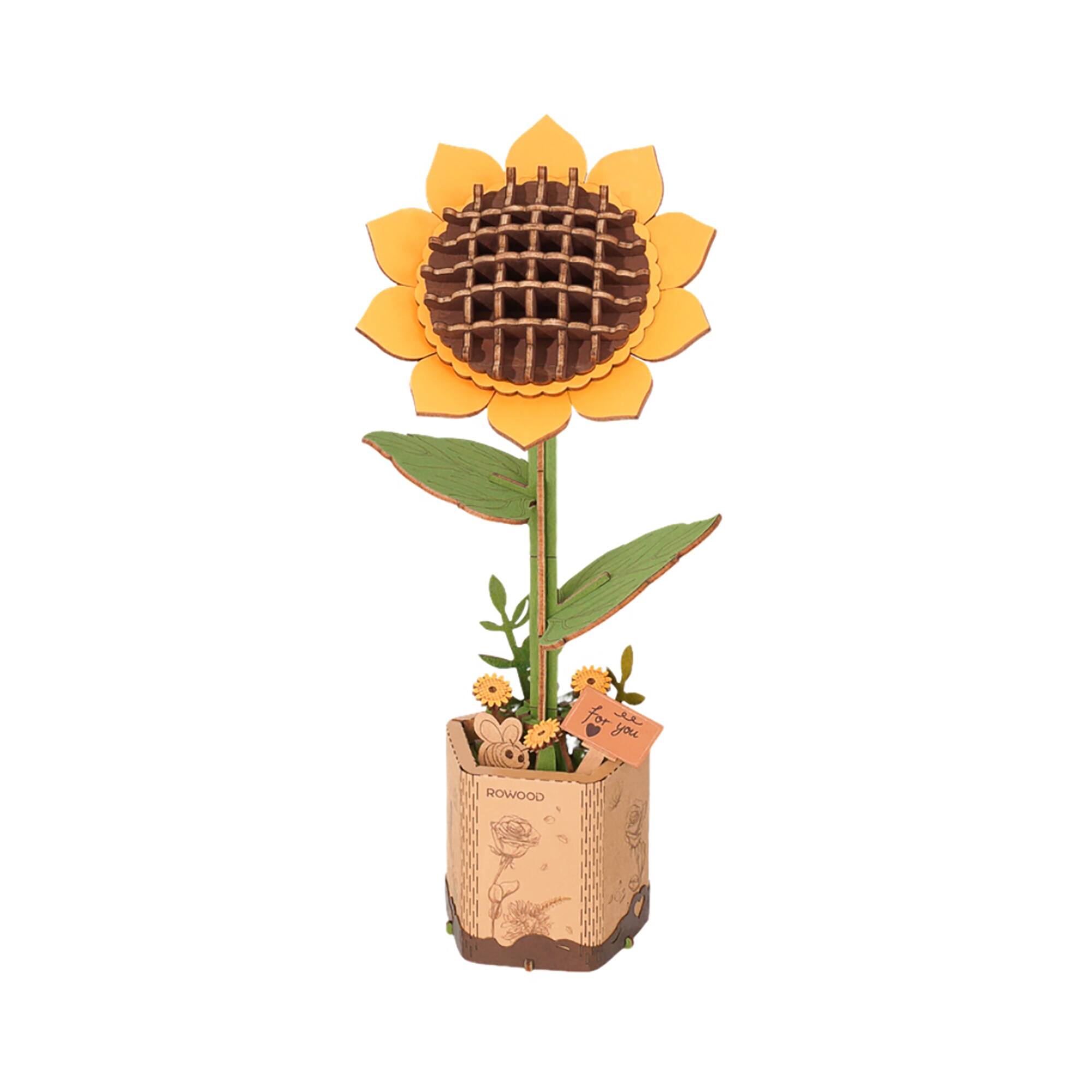 Front. 3D Puzzle - DIY 3D Wood Puzzle Sunflower 86pcs.