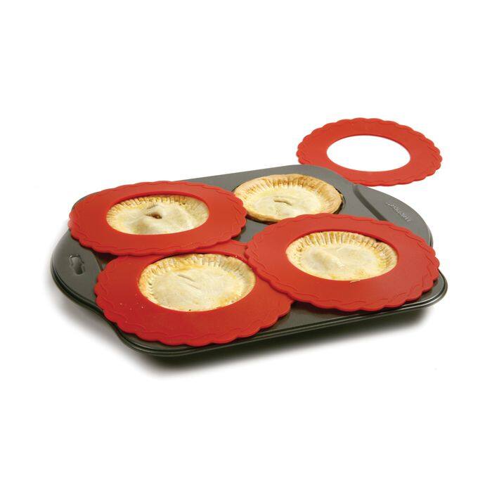 Alt View 2. Norpro - 6-Inch Silicone Mini Pie Pan Shields, Set of 4, Red - Red.