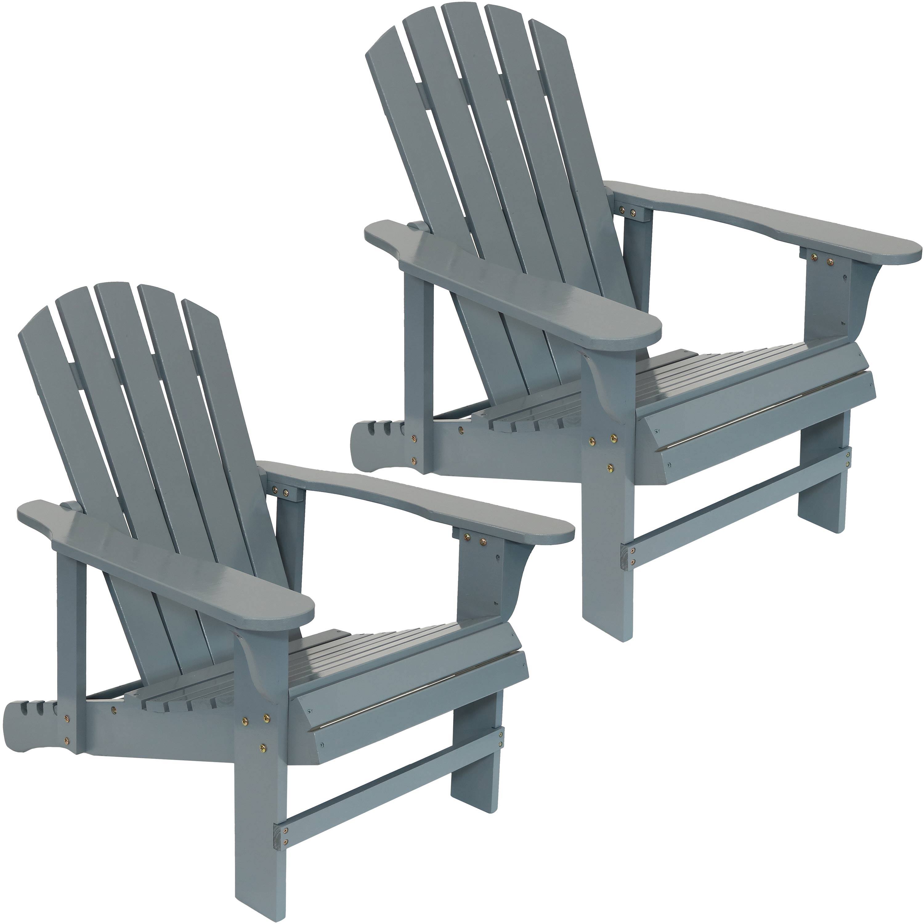 Front. Sunnydaze - Fir Wood Adirondack Chair with Adjustable Back - Set of 2 - Gray.