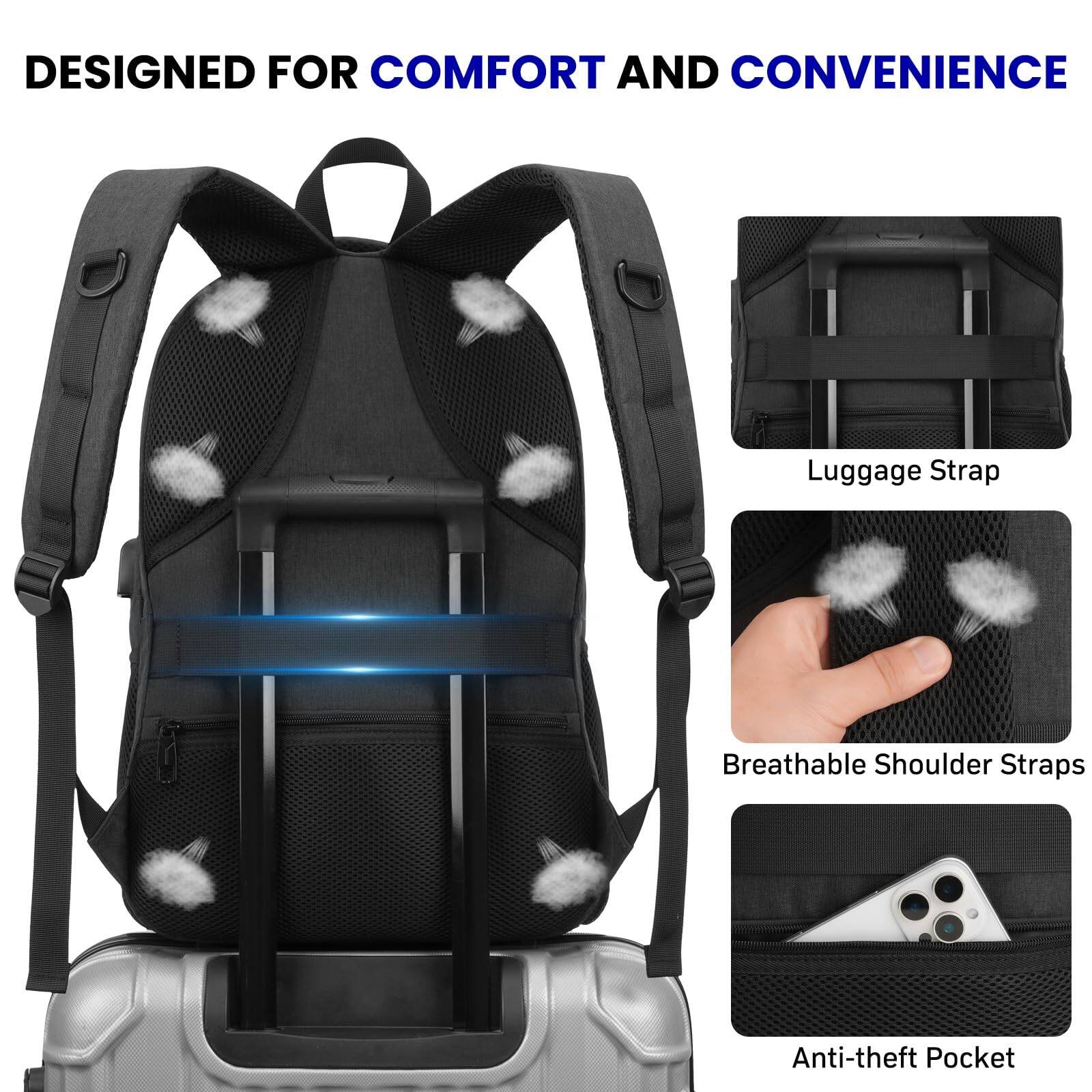 Alt View 2. Live At Space - School Laptop Backpack For Women Men  15 6 Inch College High Backpacks With Usb Charging Port Waterproof Travel Pack - Grey-15.6 inch.