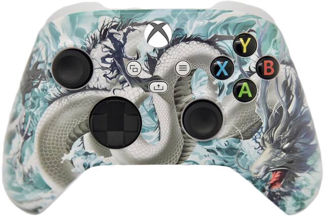 Front. ProControllers - Custom Wireless Controller for Xbox Series X|S, Xbox One, & PC - White Dragon.
