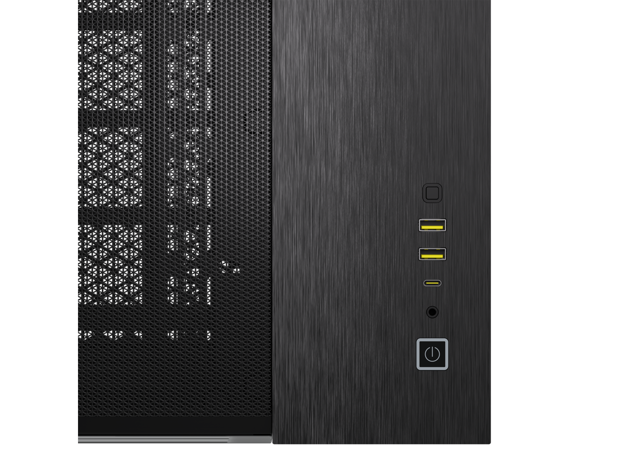 Alt View 4. CORSAIR - CORSAIR 2500X Micro ATX Dual Chamber PC Case, Black/Obsidian Aluminum, CC-9011287-WW - Black.