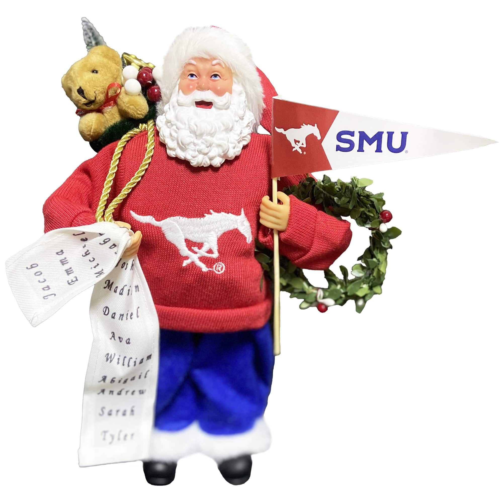 Santa's Workshop - SMU Mustangs 12" Santa Figure - Red