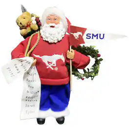 Santa's Workshop - SMU Mustangs 12" Santa Figure - Red
