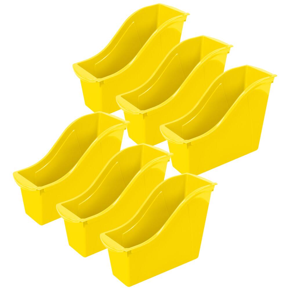 Front. Storex - Storex Small Book Bin, Yellow, Pack of 6.
