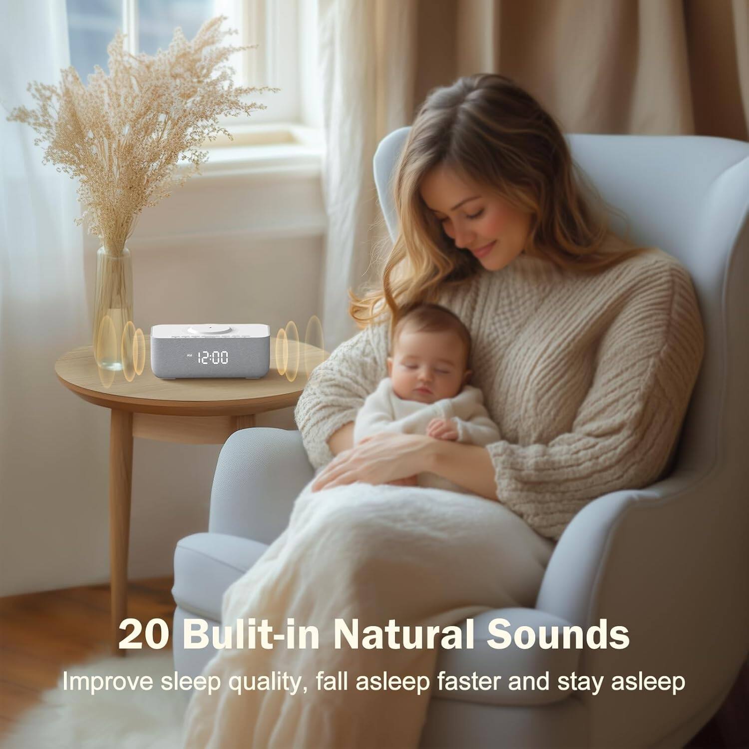 20 Built-in Natural Sounds  
Improve sleep quality, fall asleep faster and stay asleep