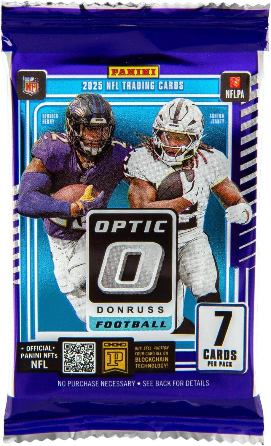 NFI PANINI 2025 NFL TRADING CARDS NFLPA BEBRICK HENRY RAIDERS ASHTON JEANTY OFFICIAL PANINI NFTs NFL OPTIC O DONRUSS FOOTBALL C00 BUY, SELL AUCTION YOUR CARD ALL ON P BLOCKCHAIN TECHNOLOGY! 7 CARDS PER PACK NO PURCHASE NECESSARY SEE BACK FOR DETAILS