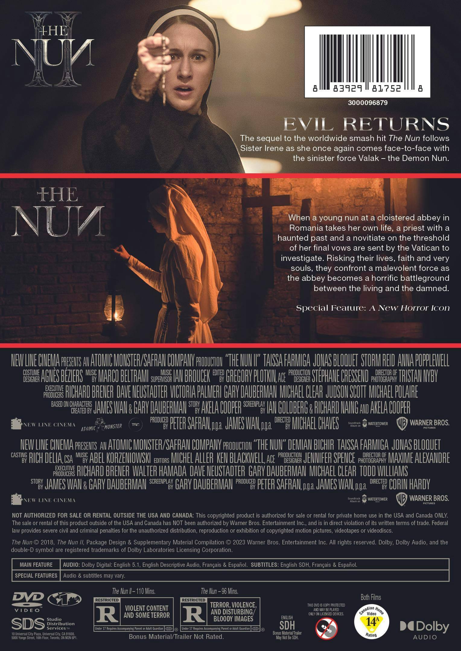 Back. The Nun 2-Film Collection [DVD].