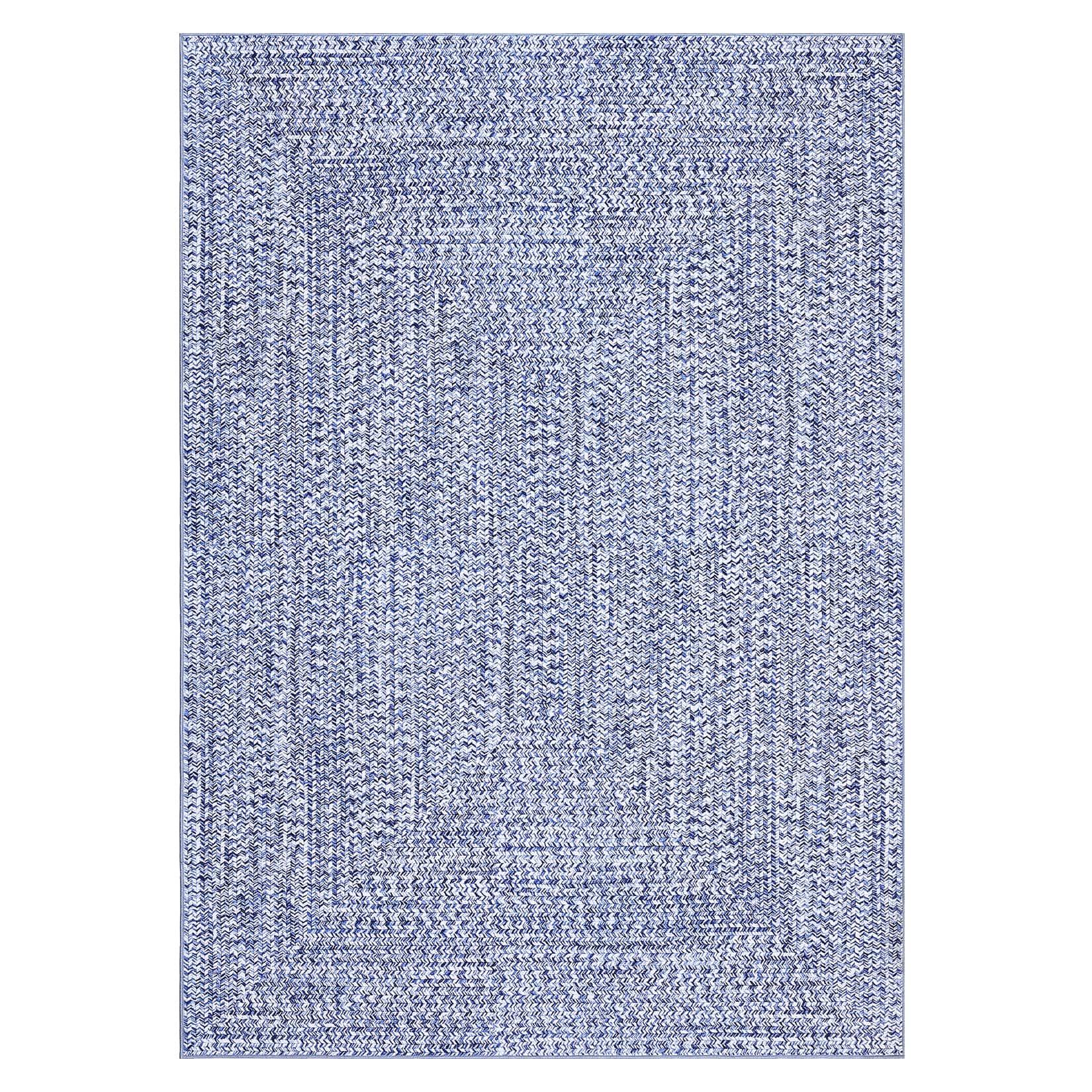 Acekool - Washable 8 x 10 ft PolyesterLiving Room Rugs,Non Slip Non Shedding Home Decor Rug for Dinning Room - Blue