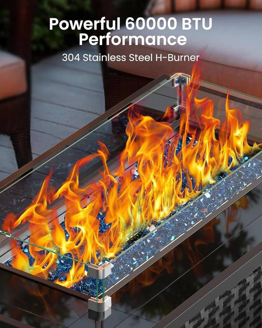 Triangular Fire Table Ciays 43 Inch Propane Fire Pit Table, 60,000 BTU CSA Listed Outdoor Gas ...