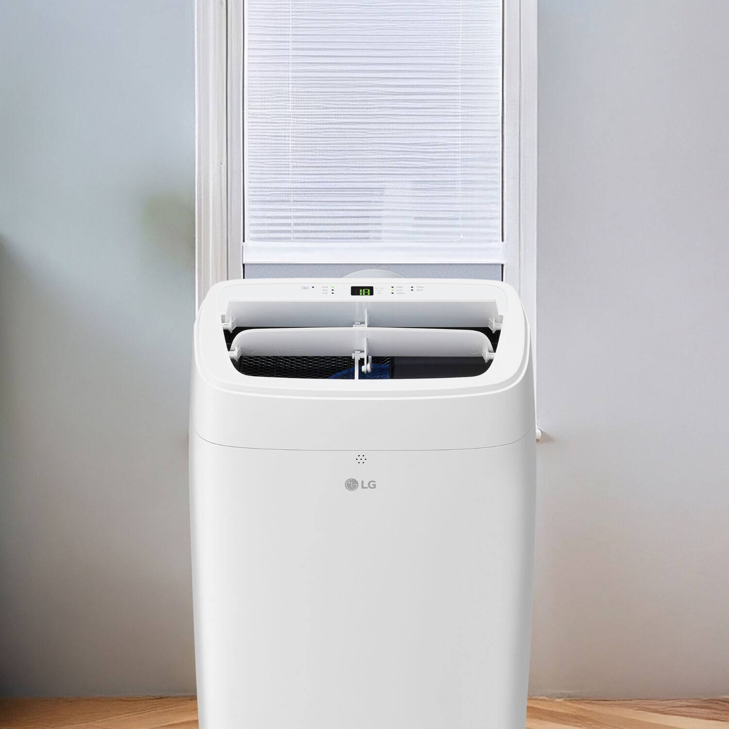Left. LG - 300 Sq. Ft. Smart Portable Air Conditioner 7,300 BTU - White.