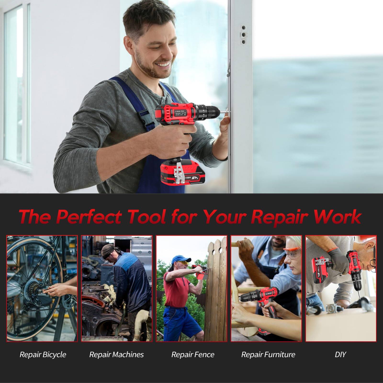 The Perfect Tool for Your Repair Work

- Repair Bicycle
- Repair Machines
- Repair Fence
- Repair Furniture
- DIY