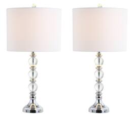 Jonathan Y - Paul 26" Crystal/Metal LED Table Lamp, (Set of 2) - Clear/Chrome
