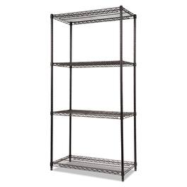 Alera - NSF Certified Industrial Four-Shelf Wire Shelving Kit, 36w x 18d x 72h, Black - Black