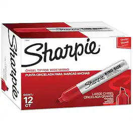Sharpie - King Size Permanent Marker, Chisel Tip, Dozen - Red