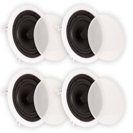 Theater Solutions by Goldwood - TS65C in Ceiling 6.5" Speakers Surround Sound Home Theater 2 Pair Pack - Paintable White