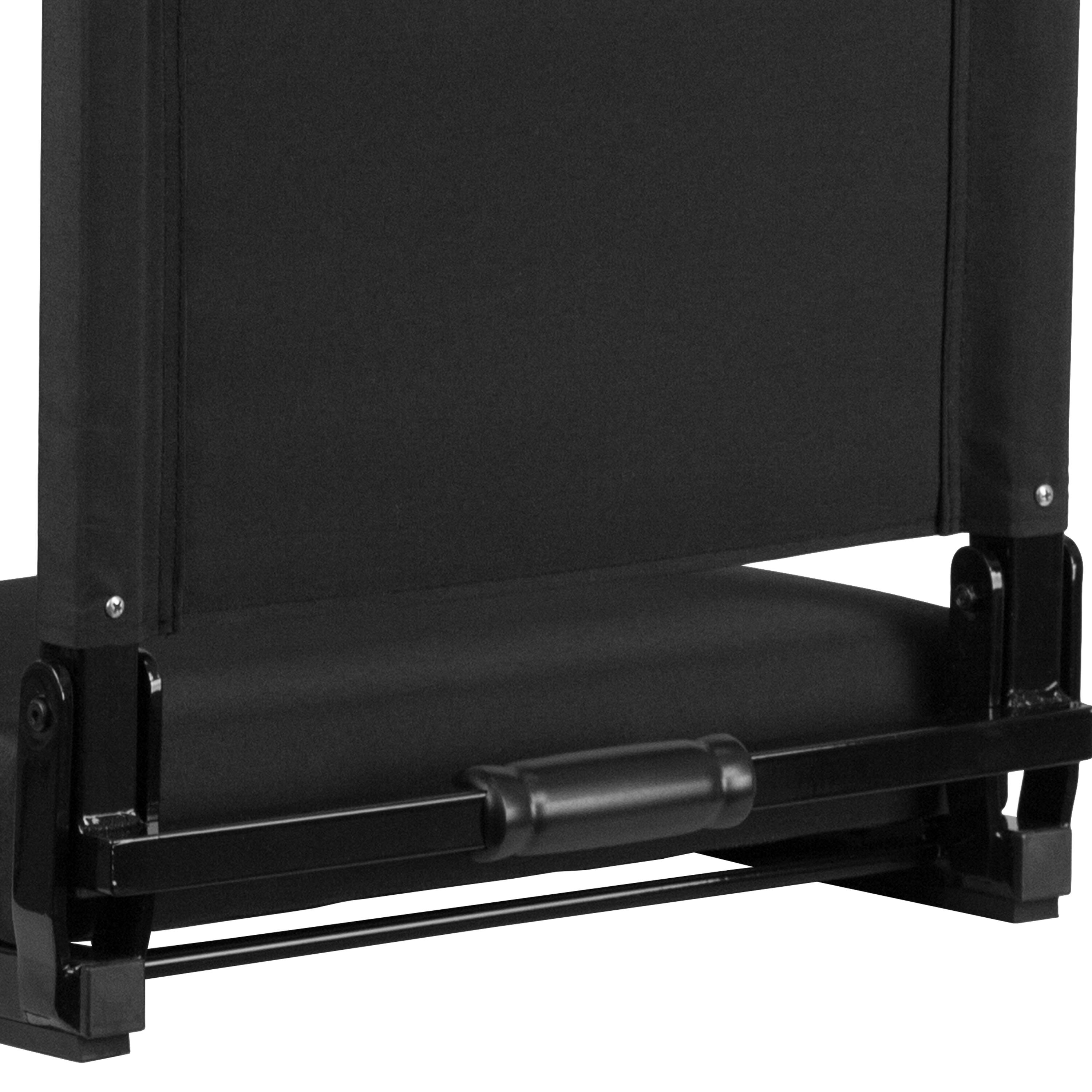 Alt View 9. Emma + Oliver - 500 lb. Rated Lightweight Stadium Chair with Handle & Ultra-Padded Seat - Black.
