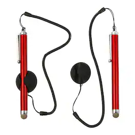 Unique Bargains - 2pcs Screen Capacitive Pen with Spring Rope Fixing Dock High Sensitivity for Mobile Phone Car Navigation GPS POS Tablet - Red